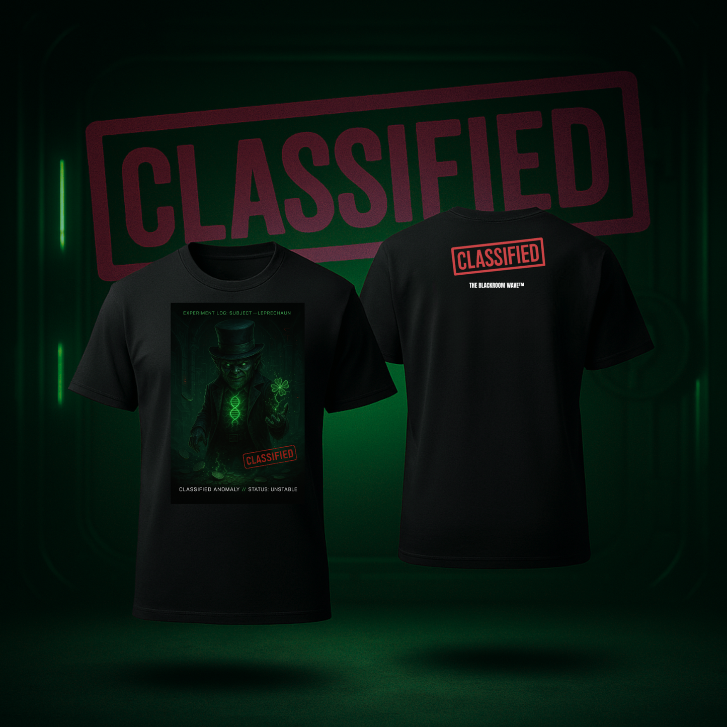 THE BLACKROOM WAVE™ — CLOVER ANOMALY: SUBJECT 4L (CLASSIFIED APPAREL T-SHIRT)