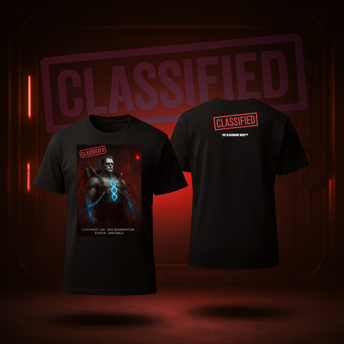 THE BLACKROOM WAVE™ — DNA REANIMATION: SUBJECT 001 (CLASSIFIED APPAREL T-SHIRT)