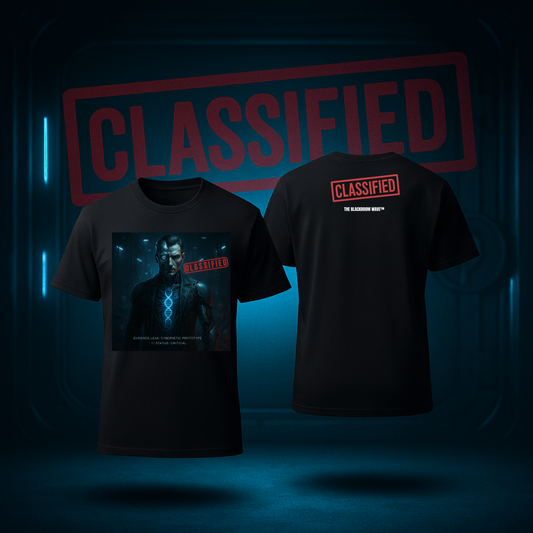 THE BLACKROOM WAVE™ — MACHINE PROTOTYPE: SUBJECT X (CLASSIFIED APPAREL T-SHIRT)